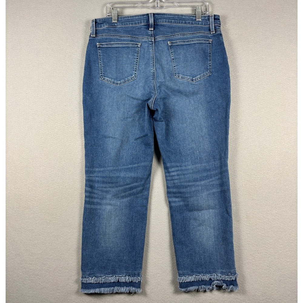 Chico's So Slimming Girlfriend Slim Leg Crop Frayed Hem Jeans 12 Blue - Picture 3 of 10